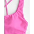 thumbnail image 5 of ZAFUL for Women's Swimwear Top Criss Cross Padded U Neck Bikini Top Hot Pink M, 5 of 6