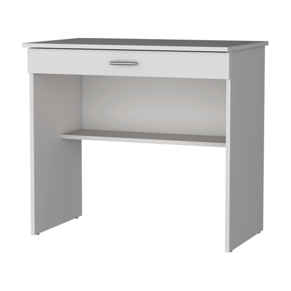 Xukmct 1 Drawer Computer Table with Shelf,Writing Desk for Living Room, Office, Whitre