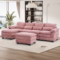 thumbnail image 4 of Wiilayok 114" U Shaped Sectional Sofa with Chaise Lounge and Ottoman,Chenille Modular Sectional Sofa Couch for Living Room,Pink, 4 of 8