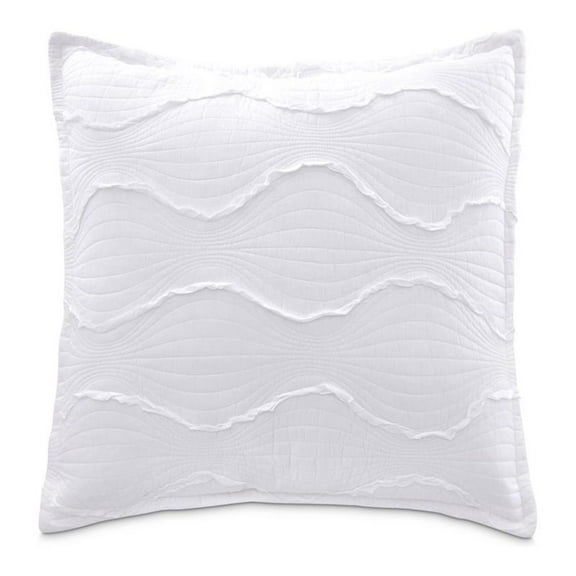 Michael Amini Janelle 26" Fringed Cotton Euro Sham - White
