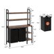 thumbnail image 2 of Cesto de Ropa con Compartimentos, Organizador de Lavandería de 2 Secciones con Estantes Laterales, 3 Niveles con Bolsas Extraíbles, Negro y Marrón Rústico, 2 of 7
