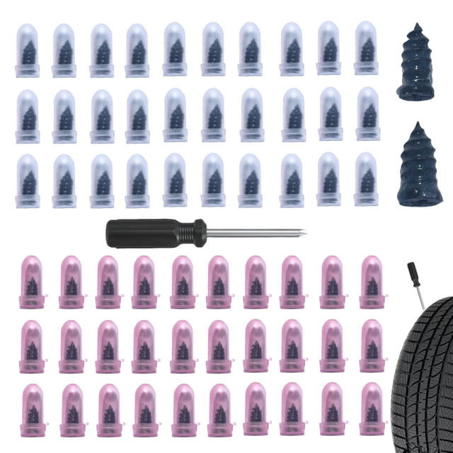 Kit de clavos de goma para reparación de neumáticos Bawkars, 61 unidades, con destornillador