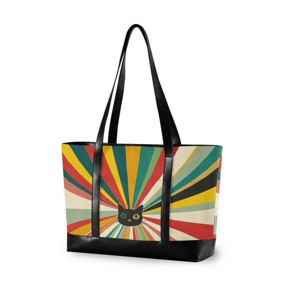 FORMRS Laptop Tote Bag for Women with 15.6" Computer Compartments Handbag, Colorful Cat