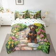 thumbnail image 2 of Manfei Kids Cartoon Dachshund Bedding Comforter Set 7pcs, Kawaii Dog Dalmatian Queen Bedding Sets, Rustic Farmhouse Floral Reversible Queen Sheet Sets, Super Cozy Room Decor, 2 of 7