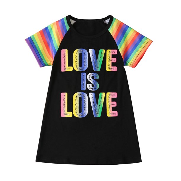 Anself Summer Dress Rainbow Short Sleeves For Girls One Piece Dress Colorful Print Casual Baby Girl Dresses For Toddlers Kids Children 9 Months To 5 Years Old Walmart Com Walmart Com