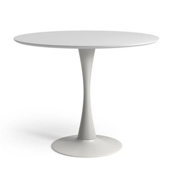 Pemberly Row Modern / Contemporary 36" Round Dining Table in White