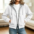 thumbnail image 2 of vdgthytj Jackets for Women Full Zip Corduroy Hooded Long Sleeve Color Block Fall Winter Casual Outerwear with Pockets(X-Large,White), 2 of 9