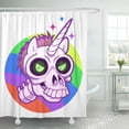 thumbnail image 1 of KSADK Animal Cartoon Spooky Undead Unicorn Portrait on The Rainbow Dead Skeleton Skull Shower Curtain 66x72 inch, 1 of 1