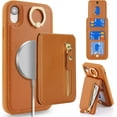 thumbnail image 5 of iPhone xr case with Card Holder, iPhone xr Phone Case Wallet for Women magsafe Compatible Wallet Detachable 2-in-1 for Men-Brown, 5 of 12