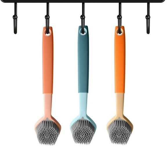 3 Pcs Silicone Cleaning Brushes Set in Assorted Colors for Kitchen Tools