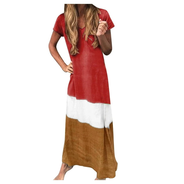 Pompotops Robe Quotidienne Grande Taille pour Femmes à Manches Courtes Col en V