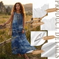thumbnail image 6 of Xoenoiee Blue Mountain Tree Leaf Print Women Casual Loose Bohemian Dress with Pockets, Sleeveless Cotton Linen Long Maxi Summer Dress, Beach Vacation Boho Sundress 2026 Summer Outfits, Size S, 6 of 7