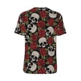 thumbnail image 3 of Rocae Red Rose Skull for Breathable Men's Baseball T-Shirt Fashionable Casual Baseball Jersey, Moisture-wicking Sportswear X-Large, 3 of 9