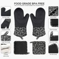 thumbnail image 2 of Silicone Oven Gloves, Heat Resistant Bbq Gloves 1 Pair And 2 Potholders, Perfect For Grill Bbq Kitchen Baking Oven (black), 2 of 5