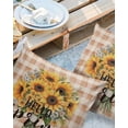thumbnail image 2 of Pack of 2 Outdoor Pillow Covers, Hello Spring Yellow Sunflowers Brown Plaid Waterproof Square Throw Pillowcase Cushion Decorative Pillow Covers for Couch Patio Tent, 26x26 in, 2 of 6