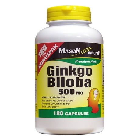 Mason Vitamins Ginkgo Biloba 500mg Capsules, 180