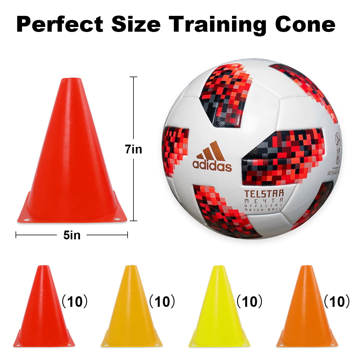 Tangshi Traffic Cones 5 Colors Training Cones Soccer Sport Cones for Indoor Outdoor Activity and Festive Events Conical Obstacle Bar Bucket Sign Barrier with Holes 