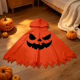 thumbnail image 5 of Arlun Halloween Pumpkin Face Capes for Kids Funny Cute Spooky Ghost Hooded Cape Boys and Girls Soft Cozy Loose Sawtooth Hem Capelet for Dress up Cosplay Party C-Orange XS, 5 of 6