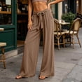 thumbnail image 4 of Npasoilc Drawstring Elastic Waist Pants for Women Linen Blend Solid Color Pocket Summer Trousers,Brown, 4 of 6