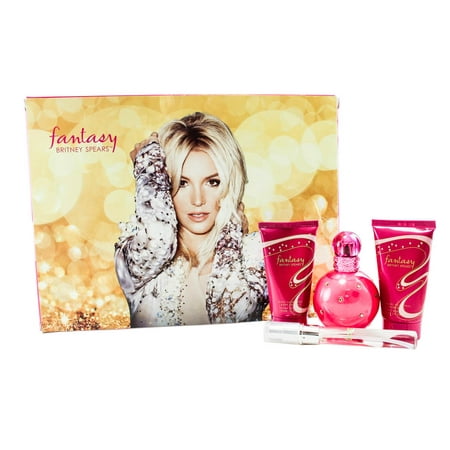 Fantasy 4 Pc. Gift Set ( Eau De Parfum Spray + Work Your Magic Body Souffle + Caught In Spell Shower Gel Each 1.7 Oz + Eau De Parfum Spray 0.33 Oz ) ) for Women by Britney (Best Shower Body Sprays)