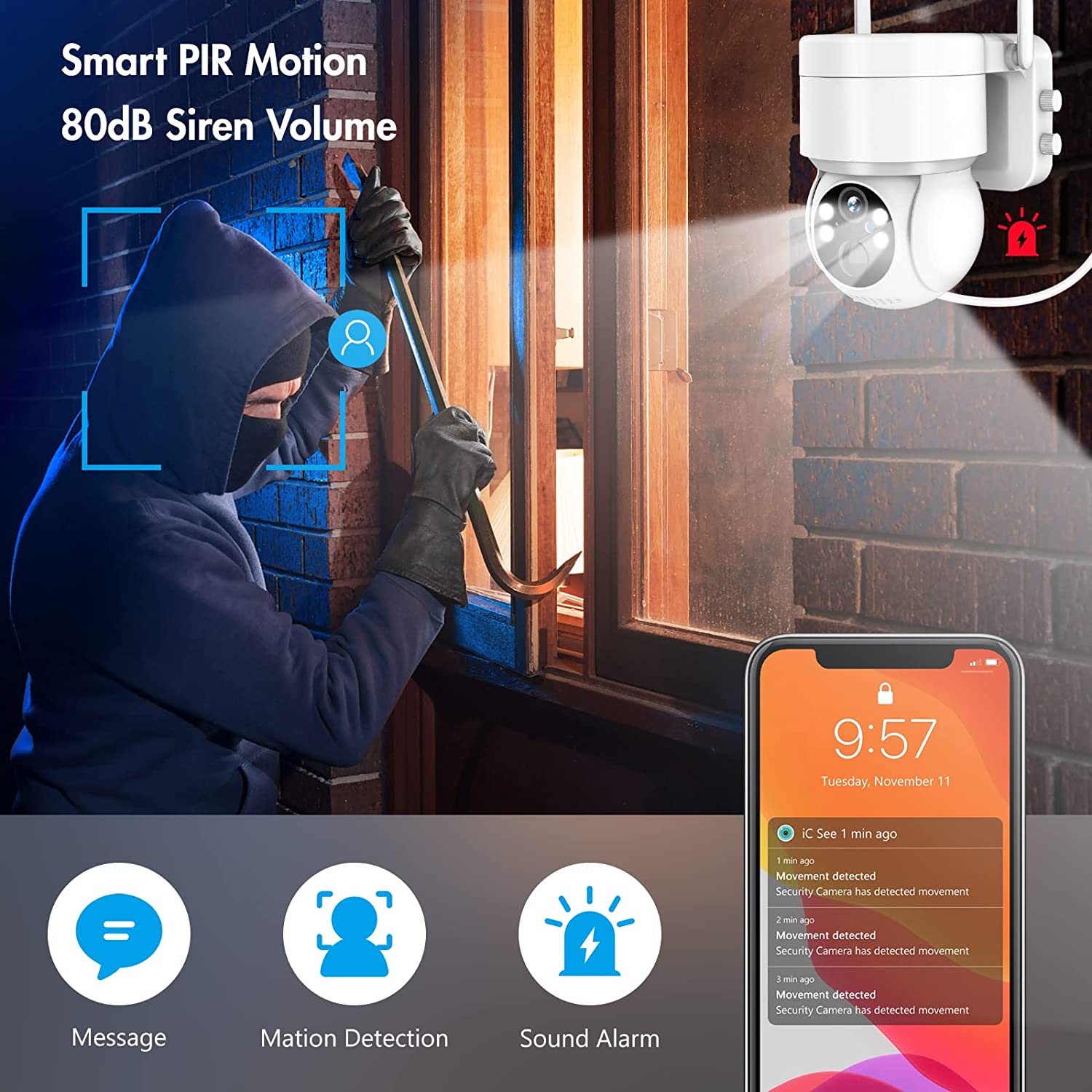 LUCKWOLF Outdoor Security Camera Wireless WiFi, 2K Color Night Vision, Solar Powered Outdoor Camera