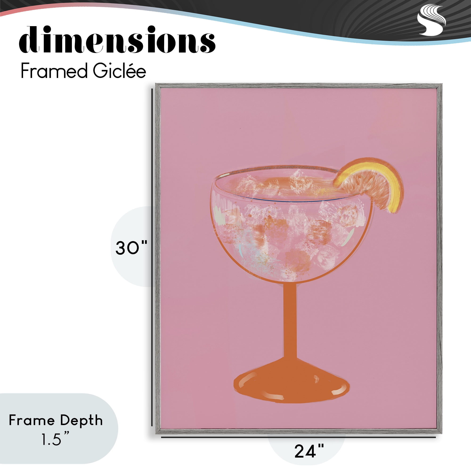 Stupell Industries Paloma Glass over Pink Gray Framed Giclee Art, design by Robin Maria