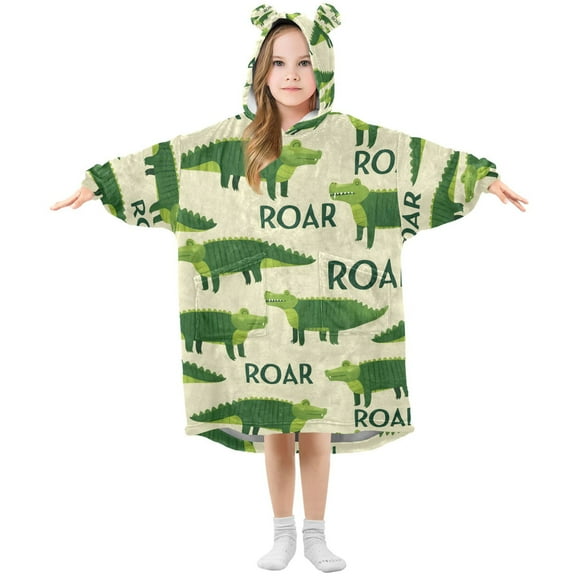 joogoo Wearable Blanket Hoodie for Crocodile Cartoon Oversized Sherpa Hooded 3-14 YR M