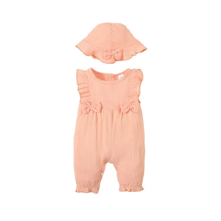 

PBaeM Infant Sleeveless Romper Hat Baby Girls Cute Bow Babygrows Outfit
