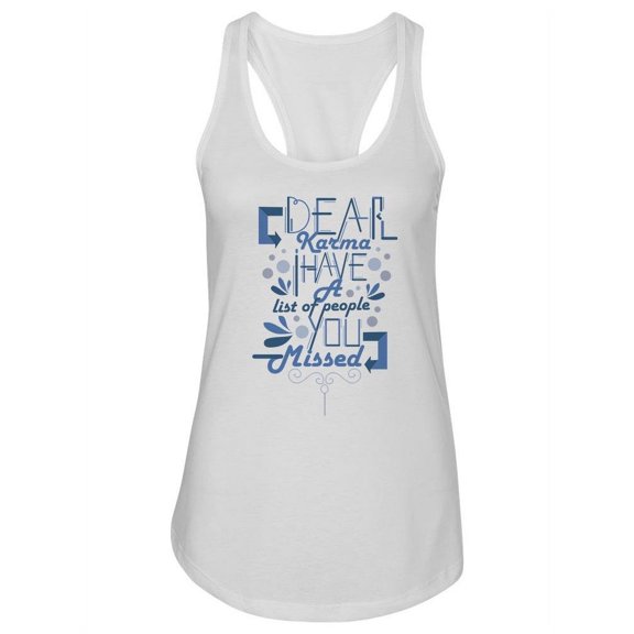 Dear Karma. Tank Women -Image by Shutterstock, Female Medium