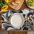 thumbnail image 4 of Abstract Fluid Art Placemats Set of 6, Black Grey Gradient Simple Line Placemats for Dining Table, Place Mats for Kitchen Tabletop, Waterproof Wipeable Dining Table Mats Set, 4 of 9