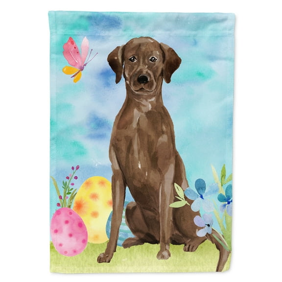 Chocolate Labrador Easter Garden Flag