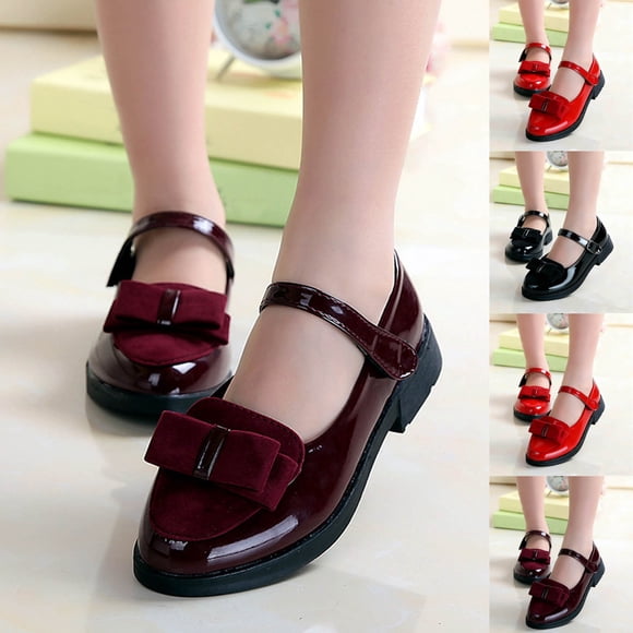 JDQJBZ Girls Oxford Shoes for Kids Solid Color Ballet Flats Princess Bow Dress Casual