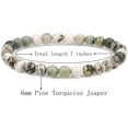 thumbnail image 2 of Natural Pine Turquoise Jsaper Gemstone 6mm Round Beads Stretch Bracelet 7" Unisex, 2 of 3
