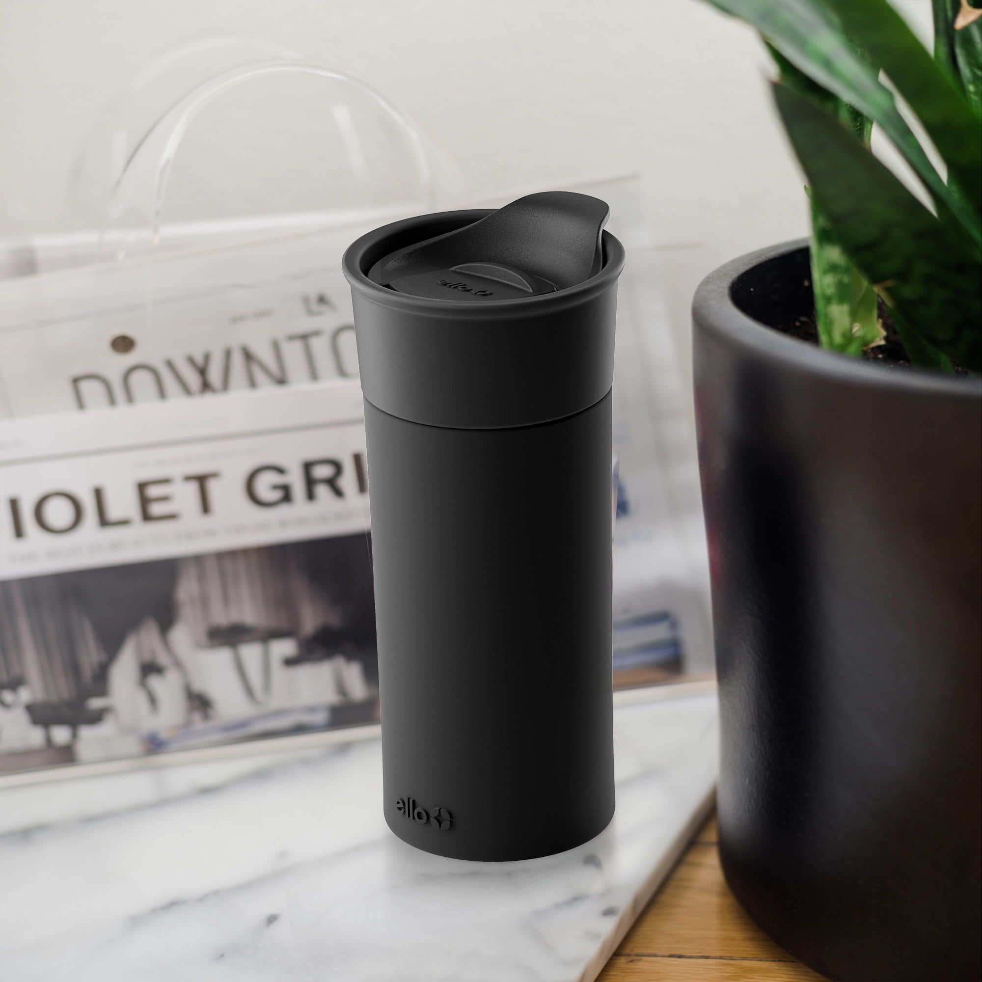 (4 pack) Ello Ogden 16oz Ceramic Tumbler, Black