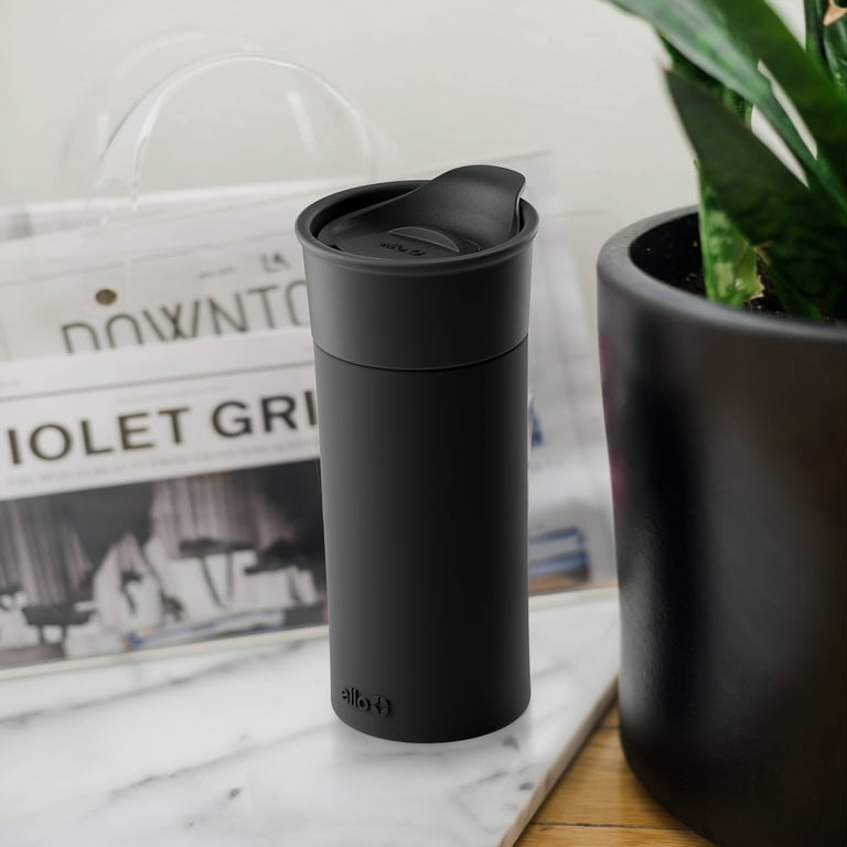 Ello Ogden 16oz Ceramic Travel Mug with Silicone Boot, Black