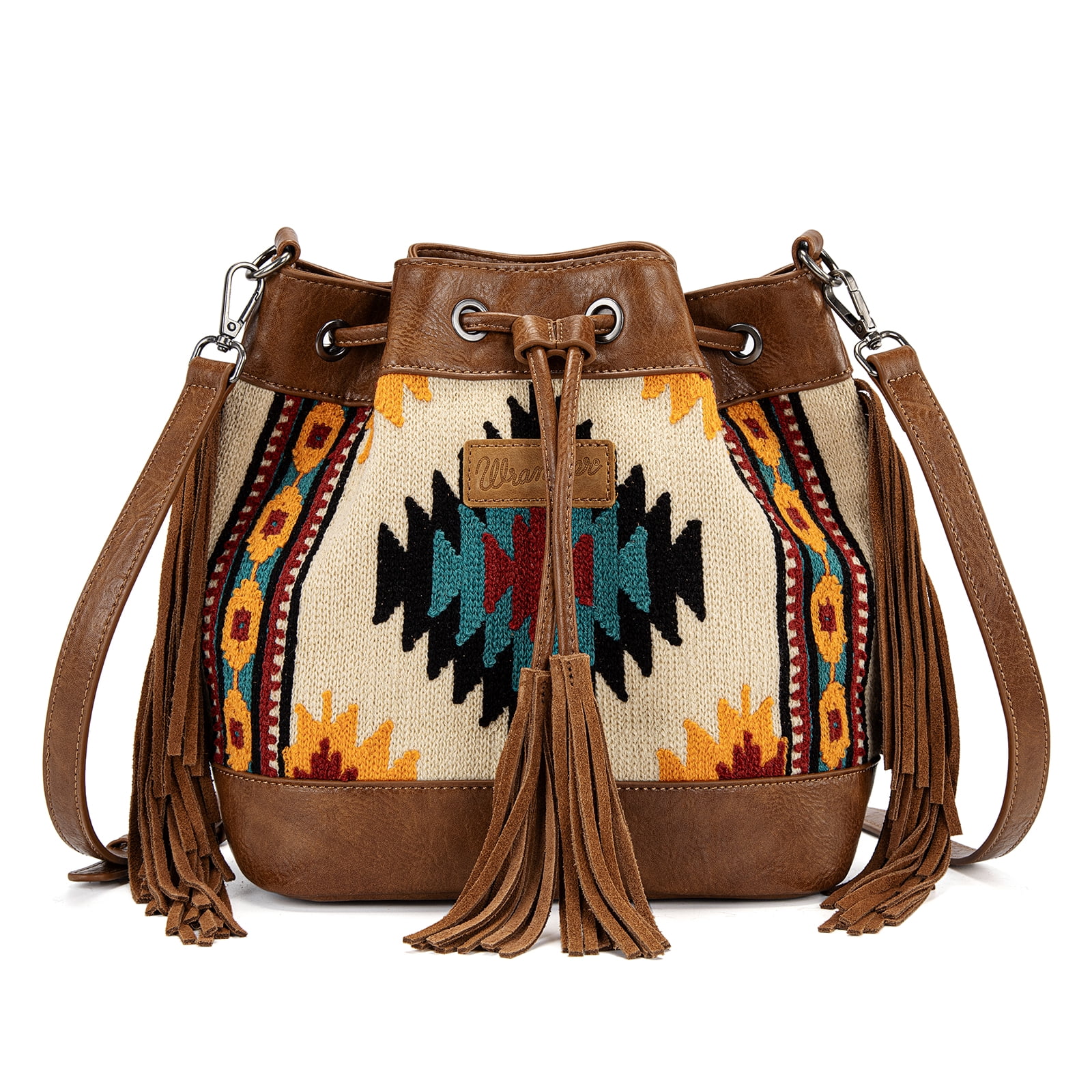 Wrangler Hobo Bags for Women Designer Bucket Purses Western Shoulder Handbags, Brown-Tan