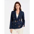 Tbfashion Womens Jacket Notch Lapel Double Row Buttons Eyelet Detail ...