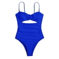 thumbnail image 4 of Sngxgn Women's Ribbed Swimsuit Tie Side Bathing Suits Ladies Swimwear(Blue,L), 4 of 4