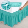thumbnail image 5 of Unique Bargains 16" Drop Elastic Ruffles Brushed Bed Skirt Full Turquoise, 5 of 8