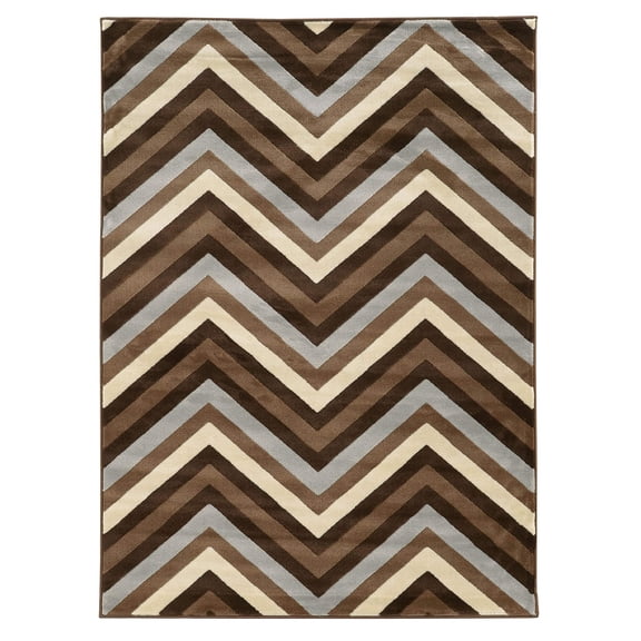 Riverbay Furniture 8' x 10' Chevron Rug in Chocolate and Beige