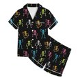 thumbnail image 4 of Halloween Pajamas Kids Girls, Girls Pajama Set Short Sleeve Button Down Silky Satin Boys Girls PJS Kids Sleepwear Soft Summer Nightwear Loungewear Set Halloween Gifts for 9 Months - 13 Years Kids, 4 of 5