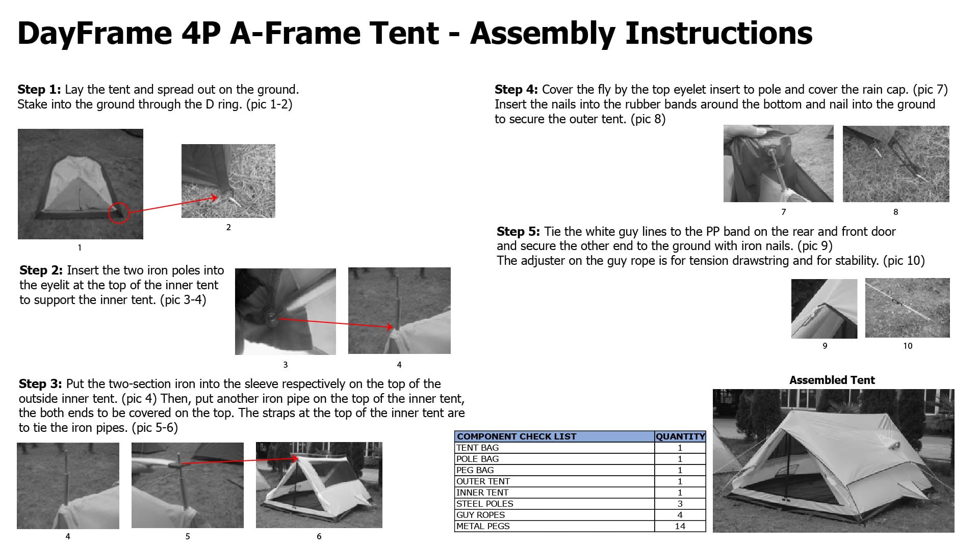 OmniCore Designs 4 Person Weatherproof A Frame Tent