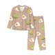 thumbnail image 1 of Fotbe Egg and Avocado Conjunto de Pijama de Manga Larga para Mujer con Estampado, Ropa de Dormir de 2 Piezas, Conjunto de Casa Suave y Cómodo con Bolsillos-Small, 1 of 7