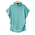 thumbnail image 2 of Blouse Décontractée en Coton à Manches Courtes Col Roulé pour Femmes, T-shirt Grande Taille, 2 of 5