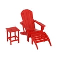 thumbnail image 2 of WestinTrends Malibu 3-Piece set classic Adirondack chair with ottoman and a small coffee table (1 seater), Red, 2 of 12