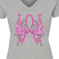 thumbnail image 4 of Inktastic Breast Cancer Awareness with Butterfly Ribbon Words Women's V-Neck T-Shirt, 4 of 5