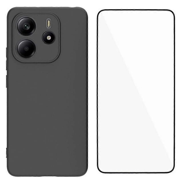 WANLONFENG MS Series for Xiaomi Redmi Note 14 4G TPU Case Matte Back Cover with Tempered Glass