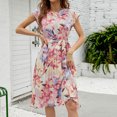 thumbnail image 2 of IROINNID Wedding Guest Dresses For Women Loose Short-Sleeved Round Neck Printed Pleated Dress Summer Saving, 2 of 6