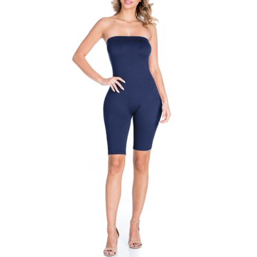 Made By Olivia Women S Plain Sleeveless Stretch Tube Bodycon Leotard Bodysuit Walmart Com