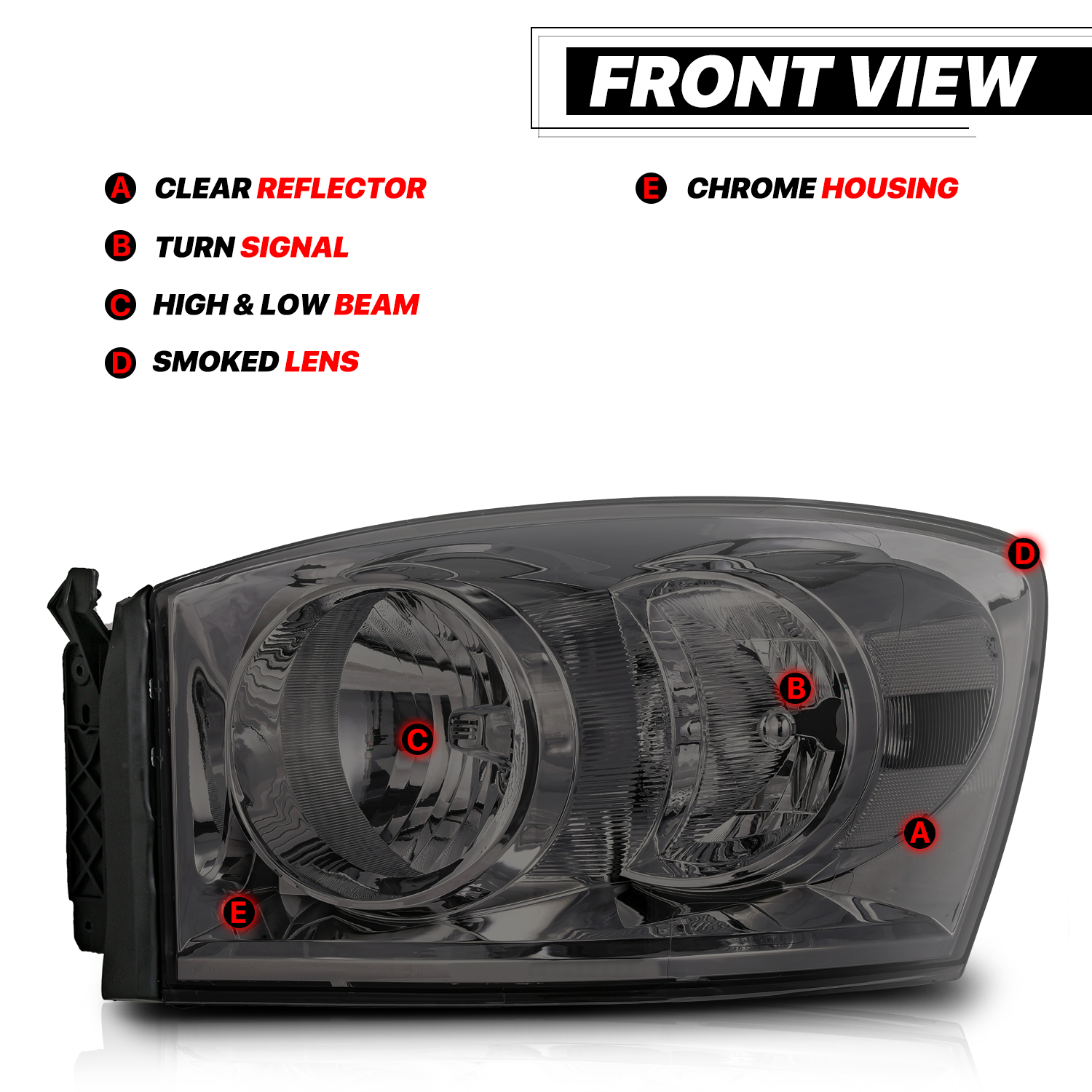 M-AUTO Pair Headlights Assembly for 2006 2007 2008 Dodge Ram 1500